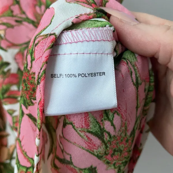 Rose + Olive Floral Boho Beachy Relaxed Dainty Sleeveless V-Neck Top Large Pink - Image 3