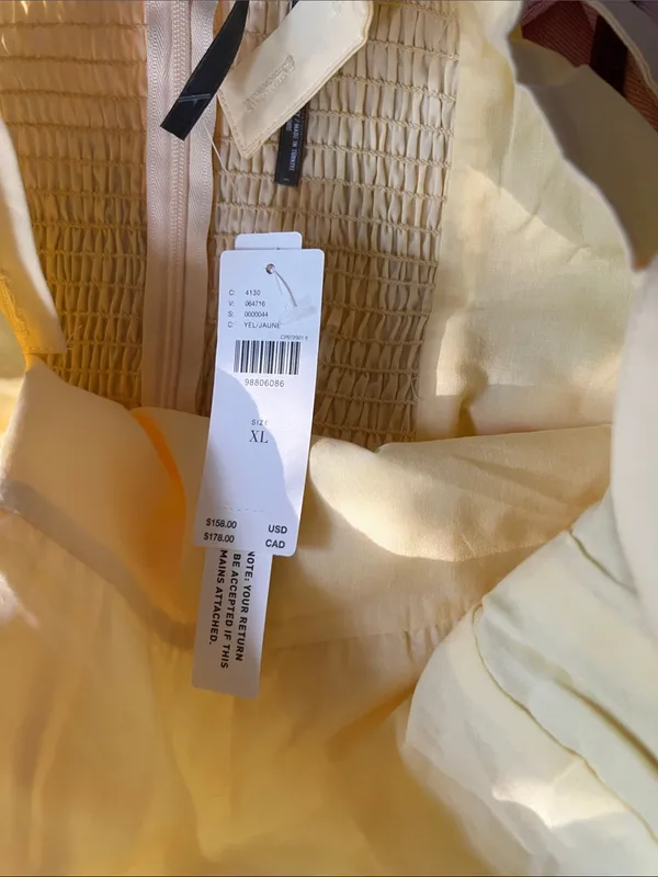 Anthropologie Yellow Drop Waist Ruched Midi Dress XL - Image 4