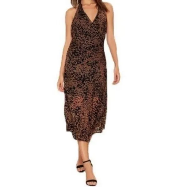 Foxiedox Cheetah Print Backless Halter Midi Dress XS - Image 3