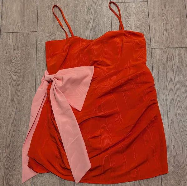 Future Collective Bow Dress PLUS XXL 2X Strapless Sweetheart Red Pink Orange - Image 4