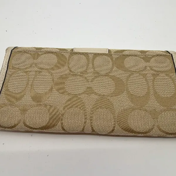 Coach Signature C Flap Beige Canvas Wallet - Image 3