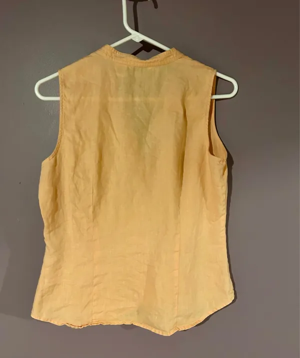 Vintage Sleeveless Button down Top Tan Size M - Image 4