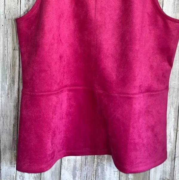 Ann Taylor Pink Suede Sleeveless Blouse •Large - Image 3