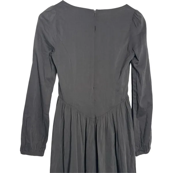 Reformation Oria Organic Cotton Long Sleeve Shirred V-Waist Scoop Midi Dress 0 - Image 13