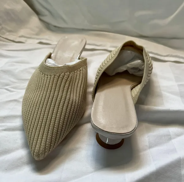 Kitten Heel Summer Mule Slide Color Sand Size 40 Tan - Image 5