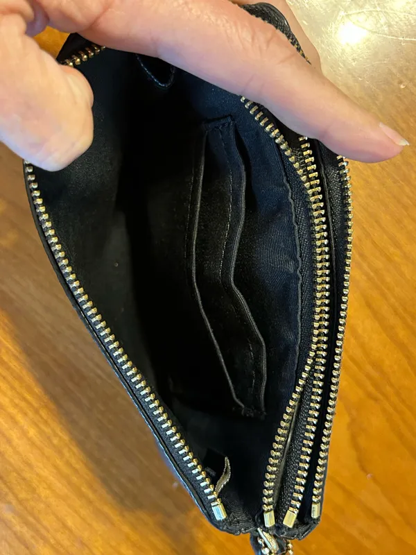 Coach Black Pebbled Leather Double Zip Wristlet Wallet F87590 - Image 5