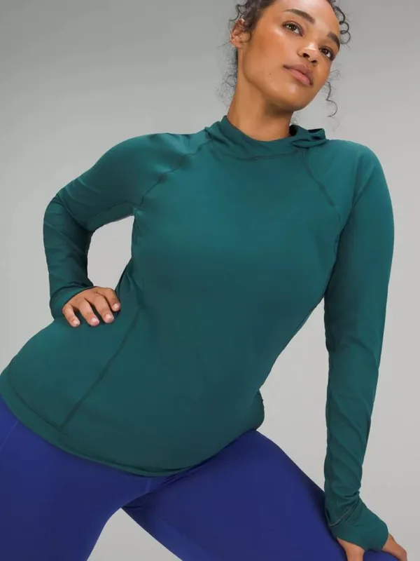 Lululemon it’s Rulu Teal Green Blue Long Sleeve Hooded‎ Top Shirt 12 - Image 2