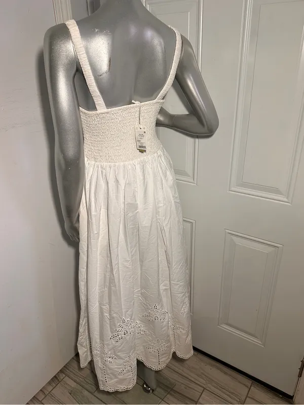 New Marine Layer Selene Embroidered Eyelet Maxi Dress White Size S Pockets - Image 10