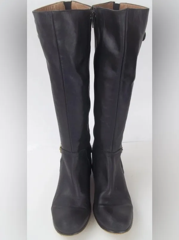 Corso Como Womens Boots Tall US 7 M Black Leather Zip Buckle Riding - Image 2