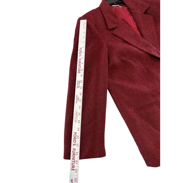 80s Country Suburban Dark Red Tweed Blazer 12 Made in‎ USA Notch Collar Vintage - Image 7
