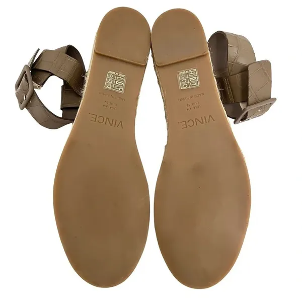 Vince Abby Croc Espadrille Platform Sandals Taupe Summer Bohemian Chic size 9 - Image 7