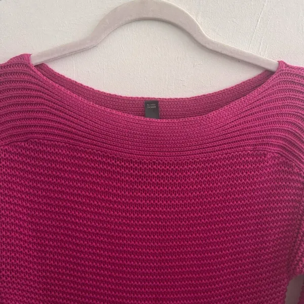 NEW Lauren Ralph Lauren Sweater XSMALL Magenta Pink Textured Boatneck Pullover - Image 5