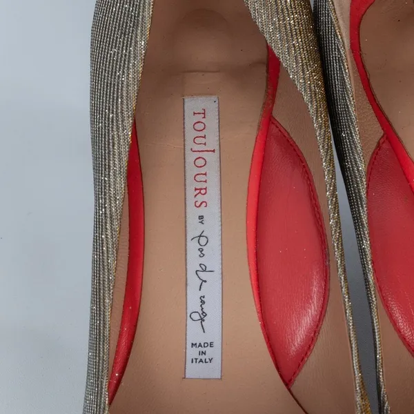 Toujours by Pas de‎ Rouge Metallic Gold Glitter Pumps Size 36.5 - Image 4