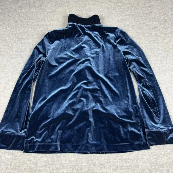 Lauren Ralph Lauren Pajama Top Womens Small Blue Velour Black Label Sleepwear - Image 10