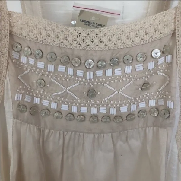 NWT American eagle off white beaded dressy top - Image 3