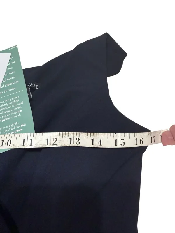 Sam and Jess dark blue sleeveless sheath dress V-neckline layered ruffle accent - Image 8