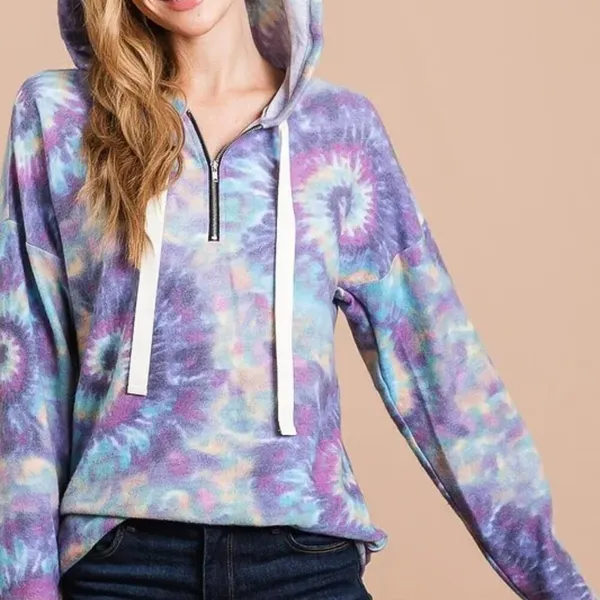 BiBi Brushed Circular Tie Dye Print‎ Terry Hoodie - Image 6