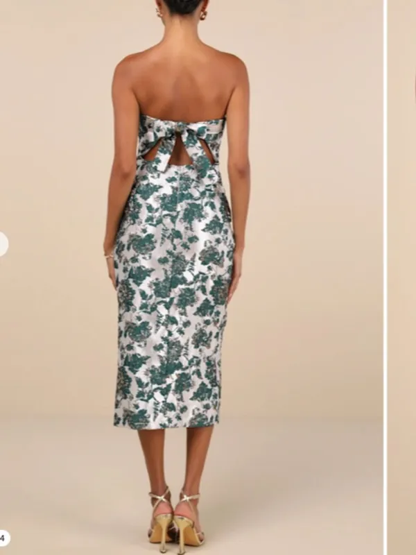 LULUS Prom Wedding Special Event Sexy Strapless Floral Elegant Sophisticated Mid - Image 3
