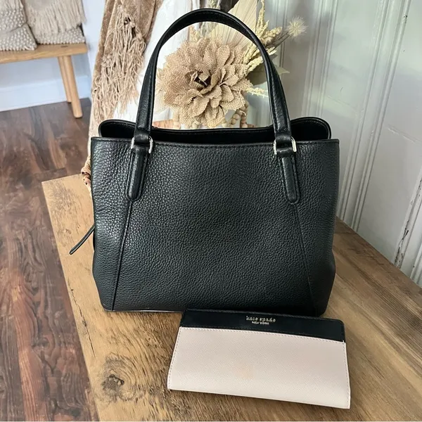 Kate Spade Medium Triple Compartment Satchel Jackson Black With Wallet - Image 8