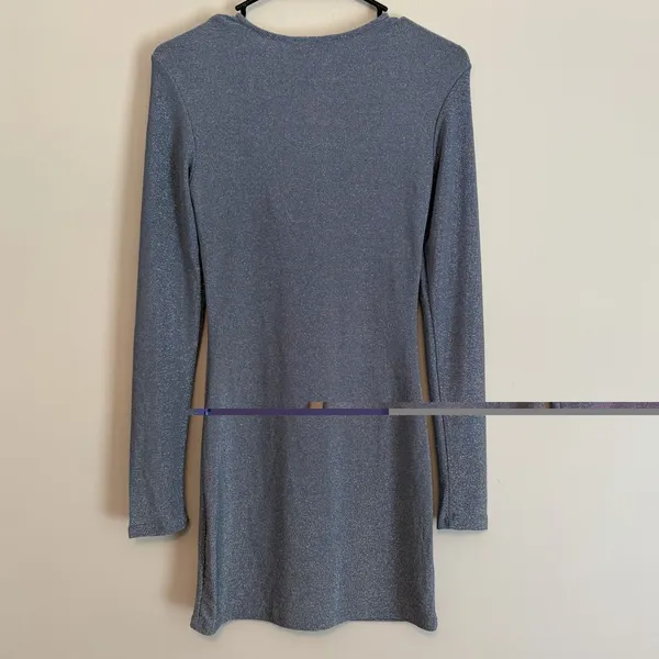 NWT Princess Polly us 6 Absynth Long Sleeve Mini Dress Blue Metallic Long Sleeve - Image 5