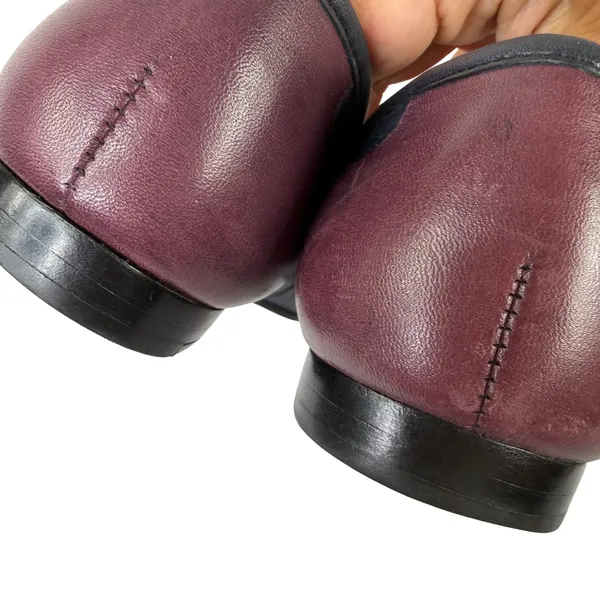 Enzo Angiolini Leather Loafers Flats Colorblock Square Toe Navy Burgundy‎ 5.5 - Image 10