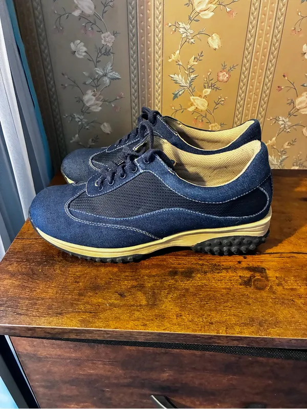 Woman Casual Denim Lace-Up Sneakers in Navy - Image 7
