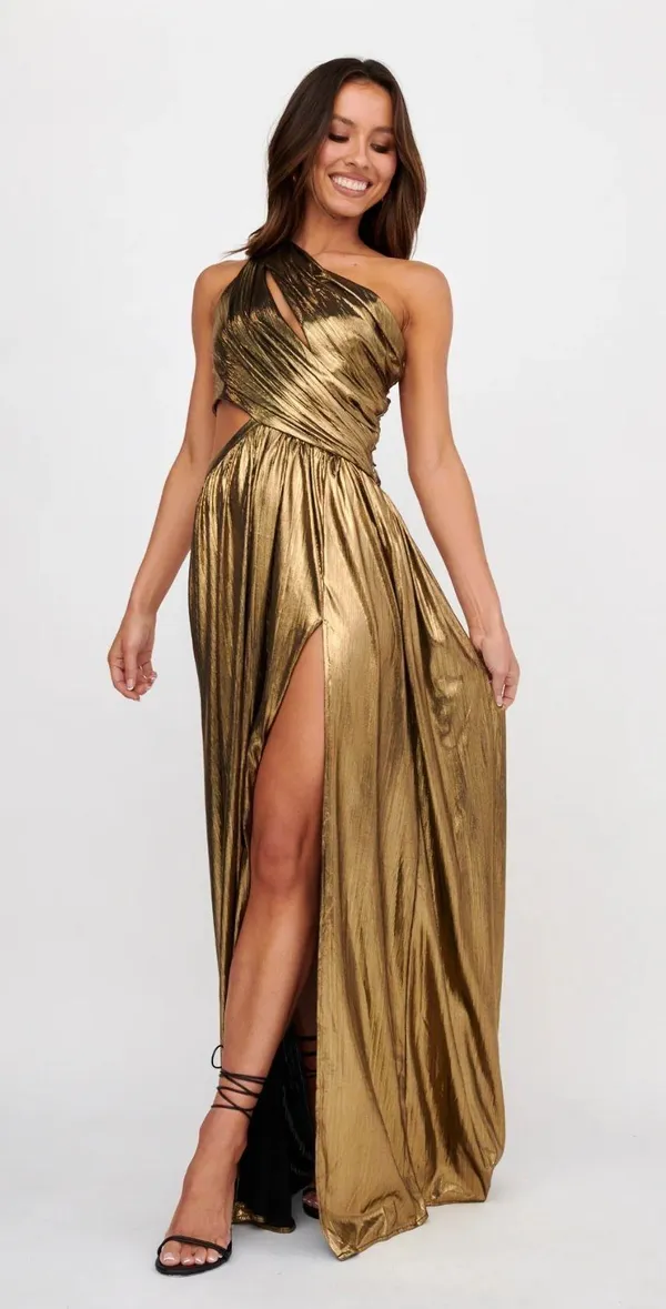 Selfie Leslie Gold Maxi Dress - Image 2