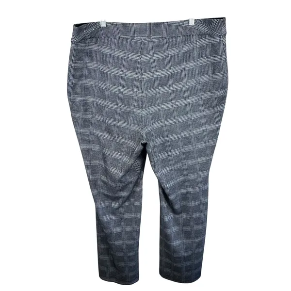 Lane Bryant Black White Checkered Plaid High Rise Straight Leg Pull‎ On Pants 22 - Image 2