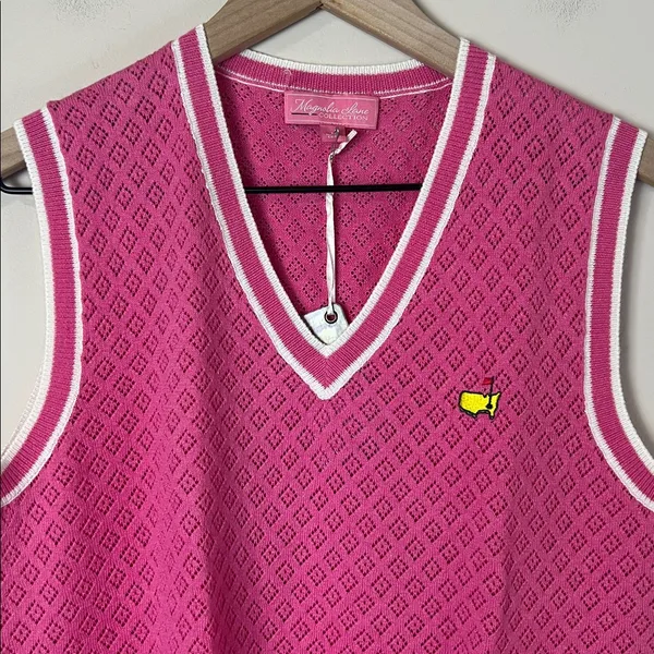 NWT Magnolia Lane Masters Women's‎ Golf Vest Knit Preppy Pink Size Medium - Image 2