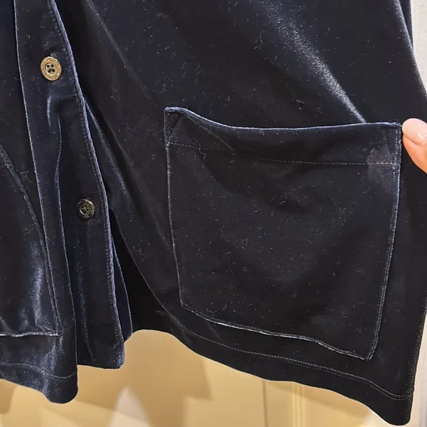 Lauren..Ralph Lauren Dark Blue Velvet Shacket/Shirt Long Sleeve Button Down - Image 4