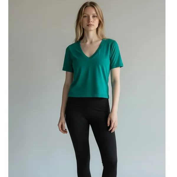 Lululemon What The Sport Cropped Tee Heathered Bali Breeze‎ 2 - Image 3