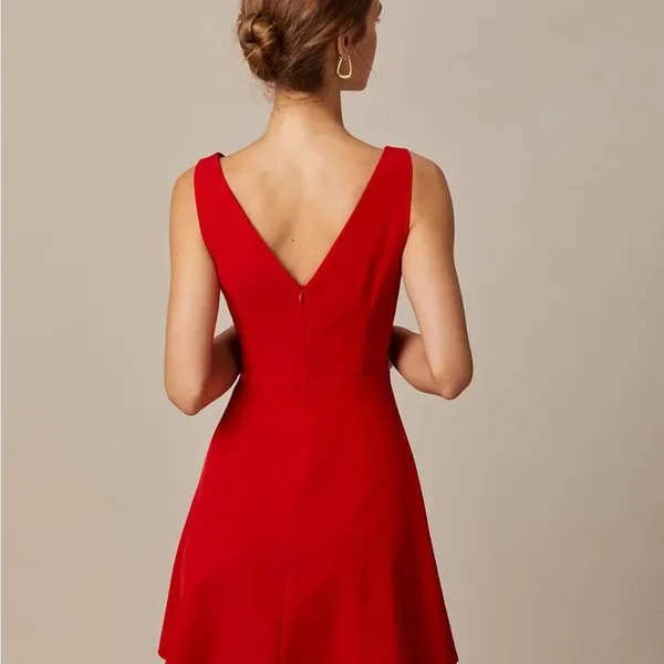 RIHOAS The Red Boat Neck High Waisted Mini Dress M - Image 5