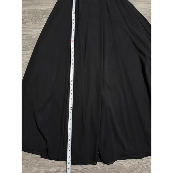 Lulus Black Sparkly Chiffon Maxi Dress Small Square Neck Open Back Side Slit - Image 10