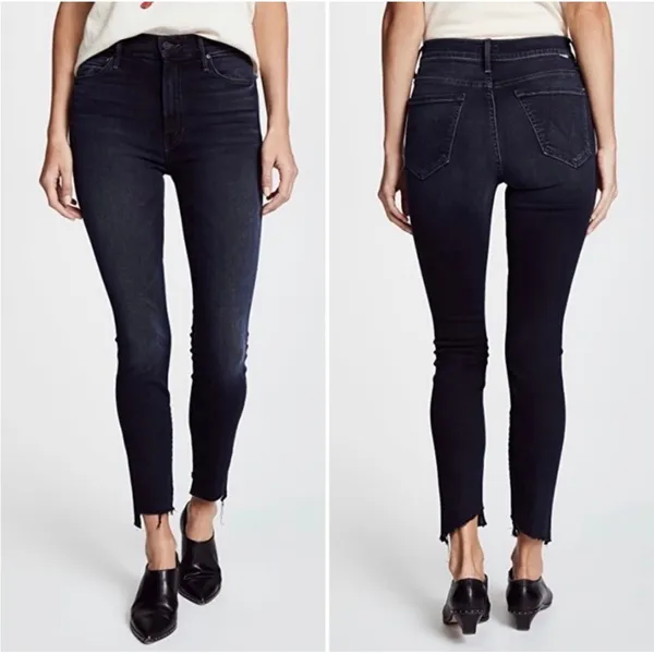 MOTHER The Stunner Zip Two Step Fray‎ Skinny Jeans Last Call Dark Wash 25 - Image 3