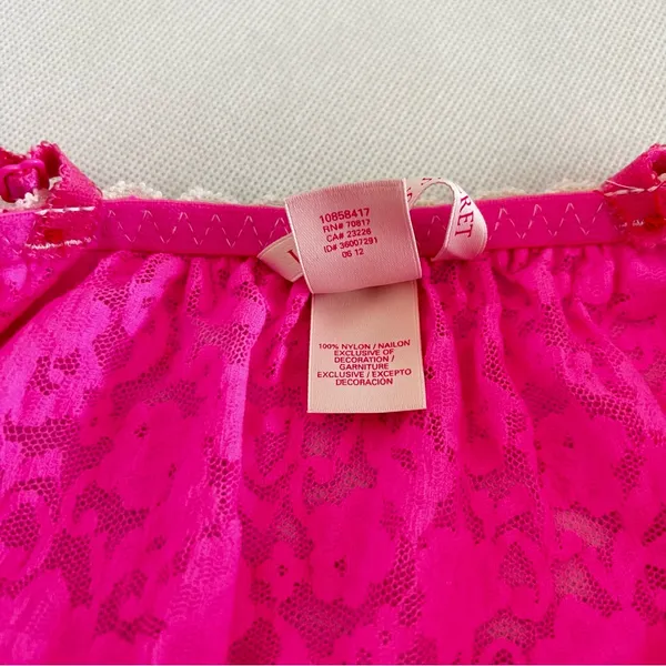 Victoria's Secret Lace Babydoll Size Small Hot Pink Lace Nightie Slip Cami - Image 11