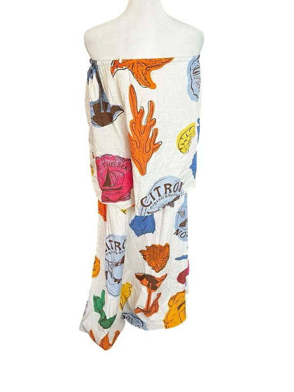 Sabo Skirt Coastal Print Strapless Cotton Maxi Dress Resort NWOT Small - Image 4
