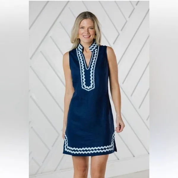 Anthropologie Women XS Sail to Sable Linen Dress Vacay European Coastal Chic - Image 5