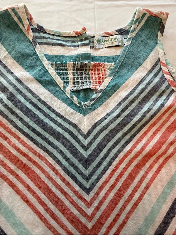 Aventura Organic Cotton Striped Tank Top Medium Sleeveless Boho Coastal - Image 2