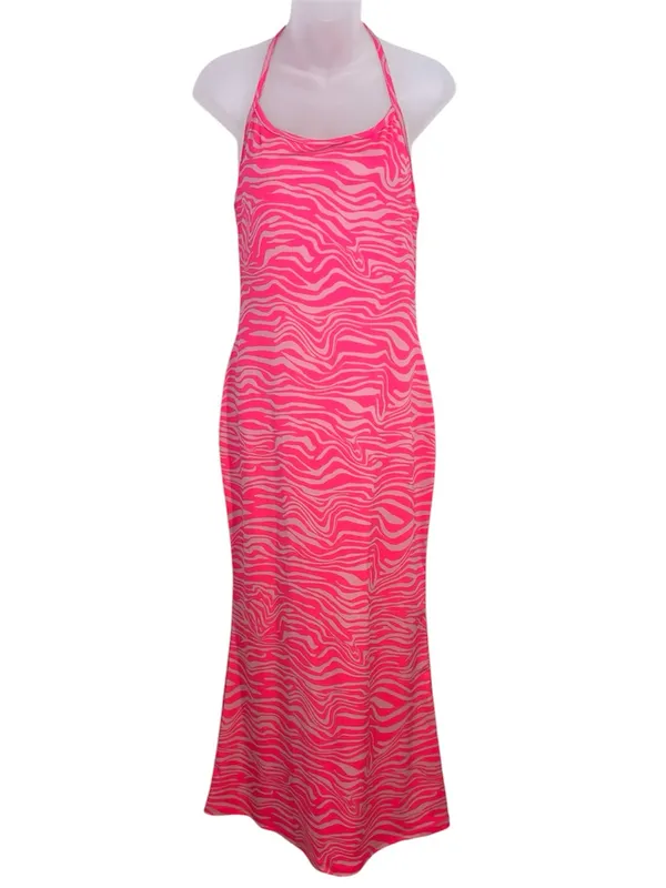 PRETTYGARDEN Fitted Pink Zebra-Print Maxi Dress Size Medium NWT - Image 2