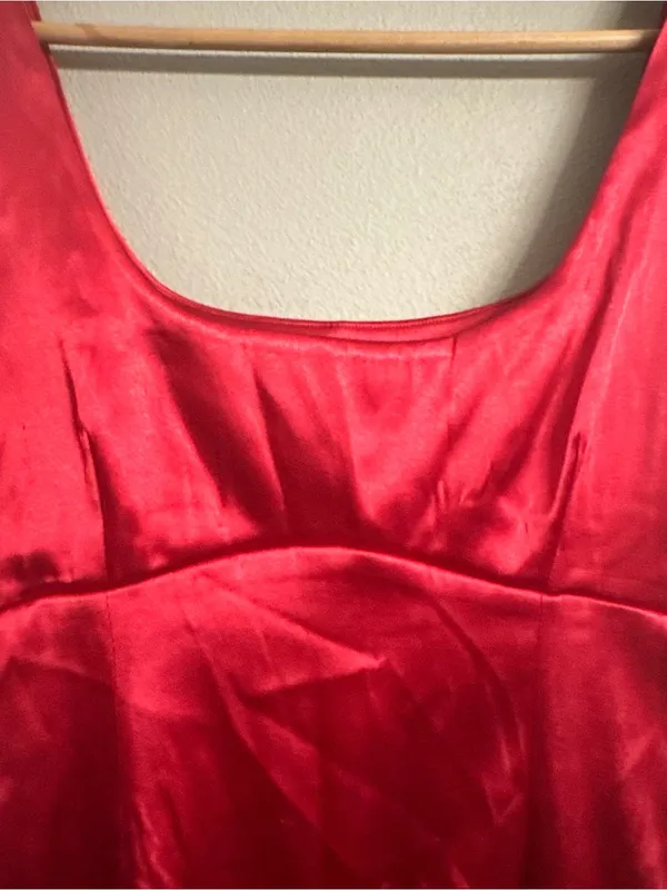 Anthropologie MAEVE ‎ Red Satin Slip Dress - Image 4