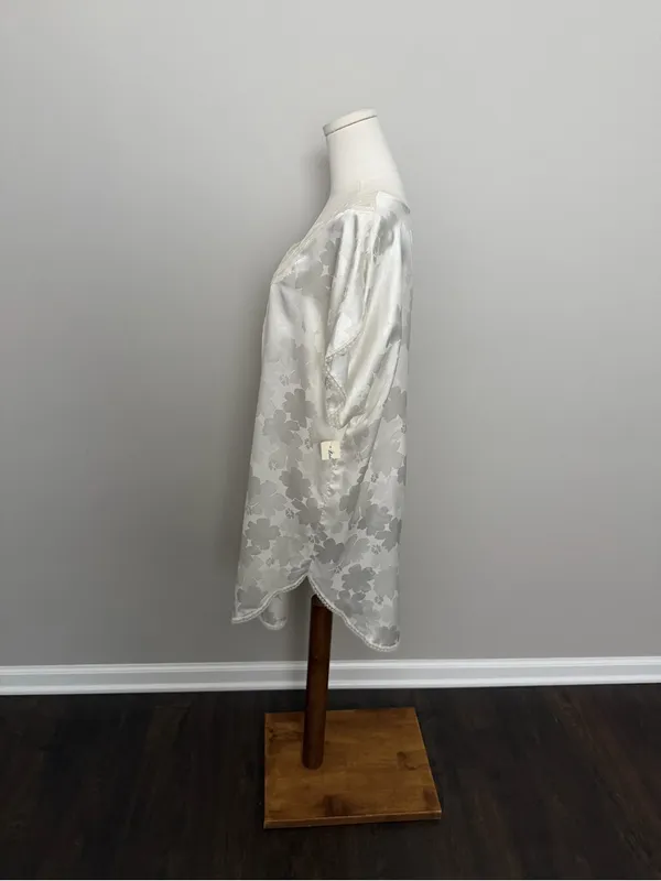 Vintage Lily Of France Nightgown Nighty Dress Satin Floral Lace Ivory Cream - Image 7
