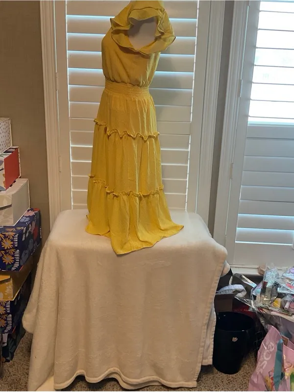 Jessica Simpson Yellow Tiered Ruffle Midi Dress - Image 5