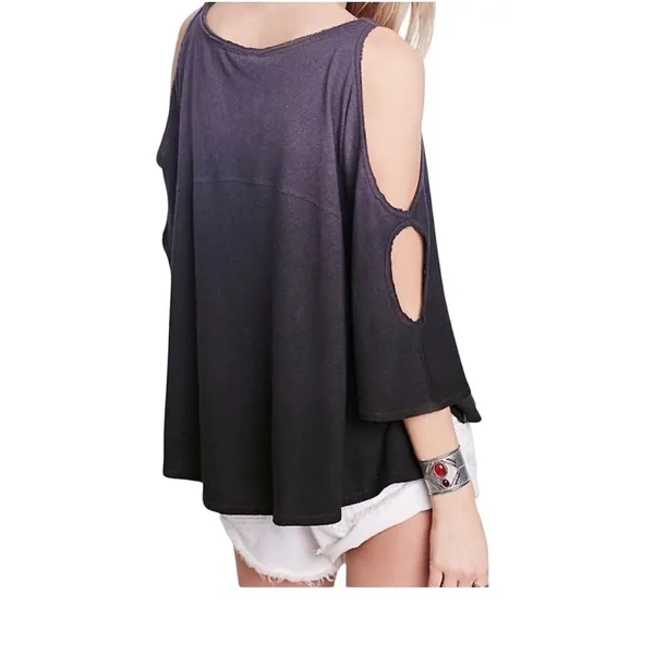 We the Free People XS Lily ombre dip dye cold shoulder tee top TB2 3407 - Image 2