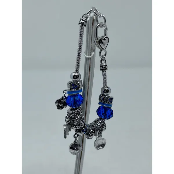 Teacher Charm Bracelet Blue Apple #1 Teacher Book ABC Heart Spacers 8"‎ Long - Image 6