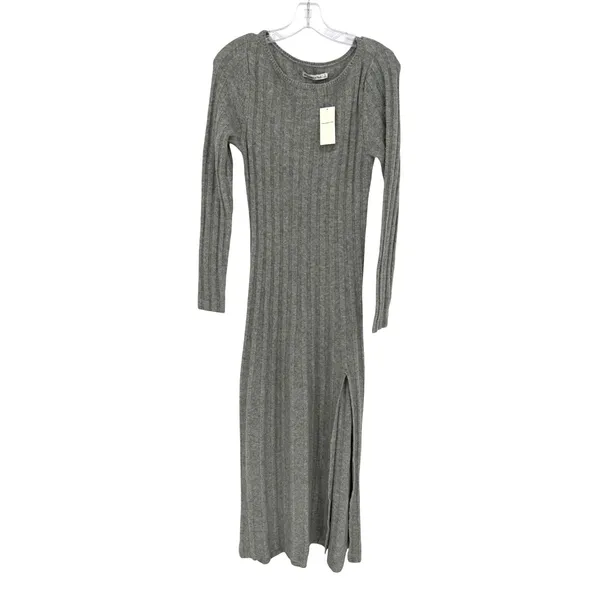 Abercrombie & Fitch Sweater Midi Dress Women Small Grey Ribbed Minimalist Luxury - Image 5