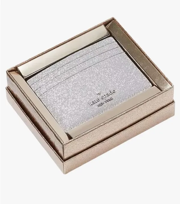 Kate Spade Silver Glitter Slim Card Holder Silver Lunar Light NWT - Image 3