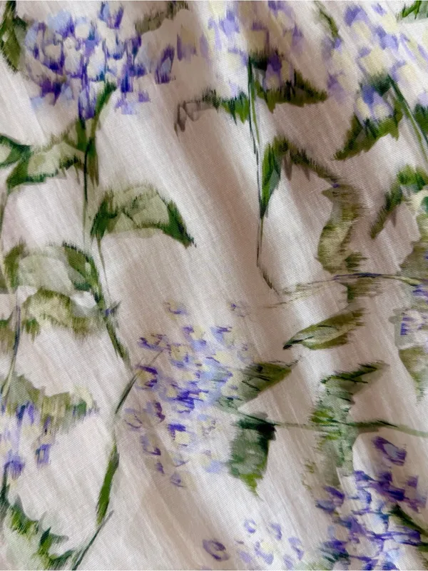 En Saison Charleston Floral Ruffle Midi Dress Natural Indigo NWT M - Image 8