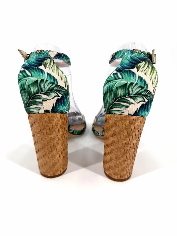 Sam Edelman Yaro Jade Palm Print Ankle Strap Summer Tropical Botanical Sandals - Image 4