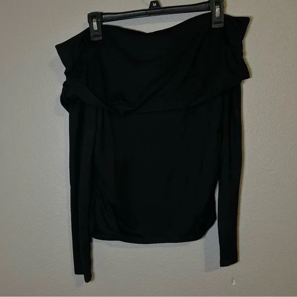 NEW Reformation Florentina Black Draped Off Shoulder Knit Top Women’s Size Large - Image 6