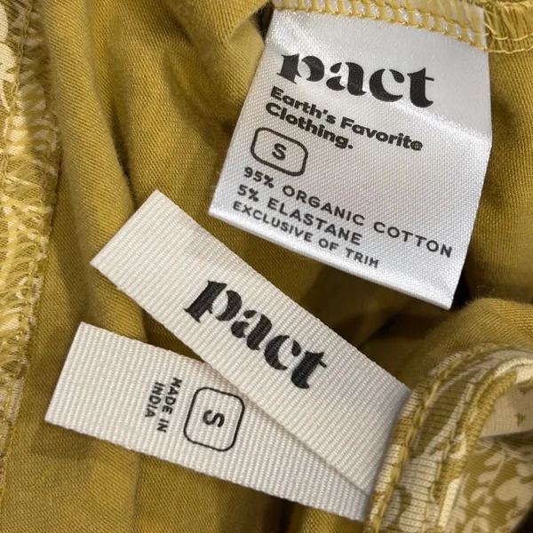 Pact Organic Cotton Floral Fit and Flare V-Neck Midi Dress Chartreuse Yellow S - Image 8